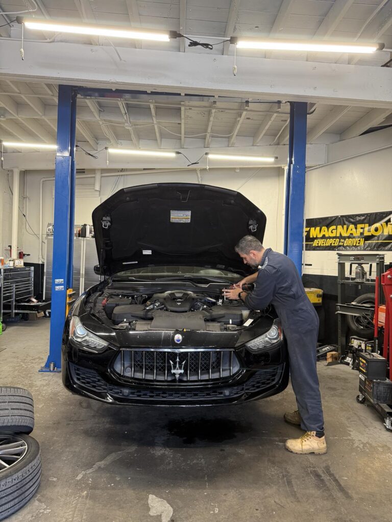 Target Auto Repair shop bay with a vehicle in service